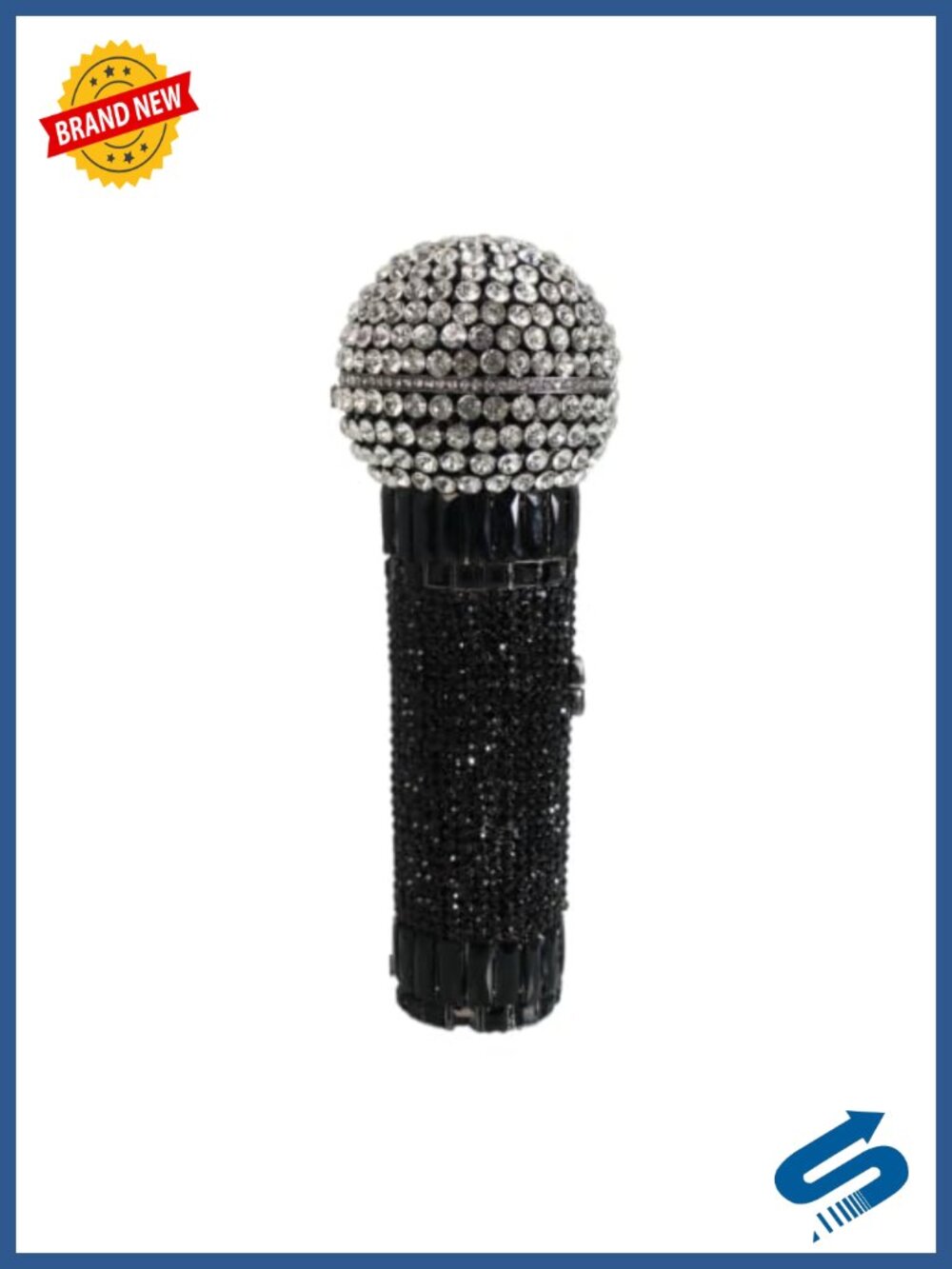 Rhinestone Microphone Evening Bag Clutch with Chain Strap for Wedding Party Prom